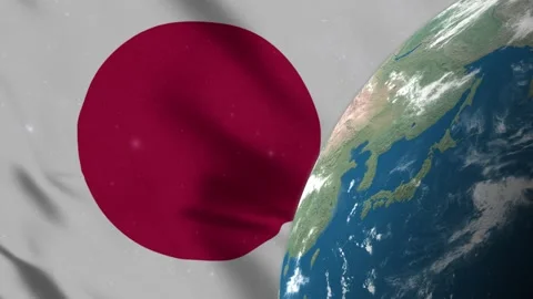 Japan Flag and Japan Map on Earth Globe 4K Stock Footage 220779239