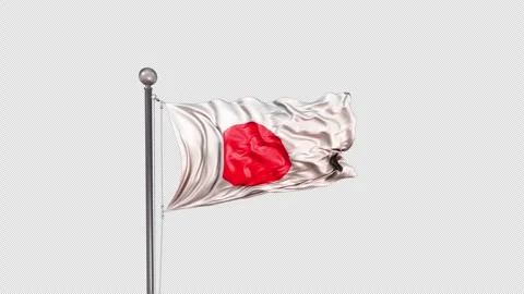 Japan Flag  Animation Loop Include Alpha 3D Rendering Stock-Footage 312076610