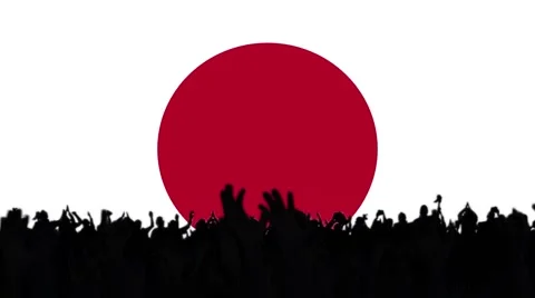 Japan flag background with people Stock Footage 62858996