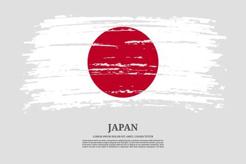 Japan flag with brush stroke effect and information text poster, vector Stock Illustration