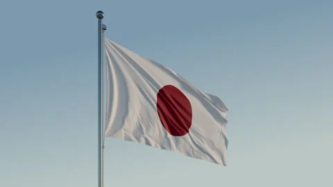 Japan Flag: Cinematic Loopable Motion with Blue Sky in 4K ProRes 422 HQ 스톡 동영상 267468214