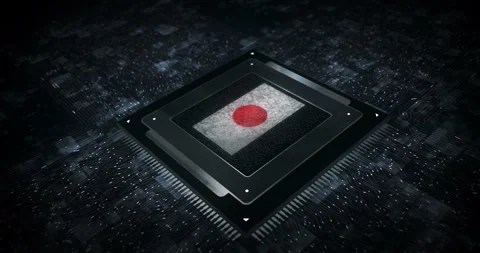 Japan flag on computer cpu Stock Footage 306759810