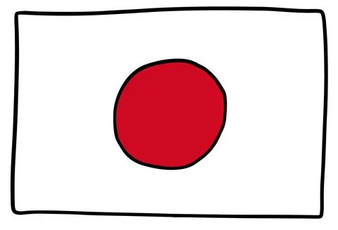 Japan flag Doodle Hand drawing sketch Stock-Illustration