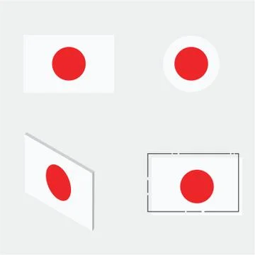 Japan flag with flat, circle, isometric and line design Stock Illustration