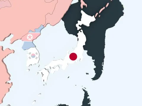 Japan with flag on globe Stock Illustration