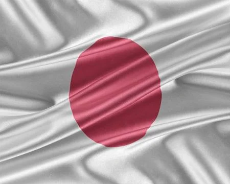 Japan flag with a glossy silk texture. Stock Illustration