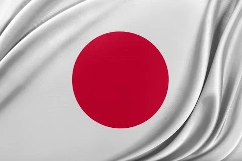 Japan flag with a glossy silk texture. Stock Illustration