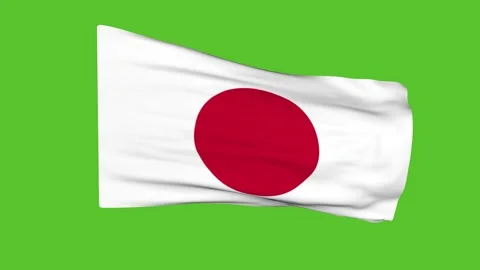 Japan flag on a green background. 3D animation. Stock Footage 196007193