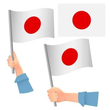 Japan flag in hand set Stock Illustration