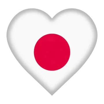 Japan flag heart button isolated on white with clipping path Stock Illustration