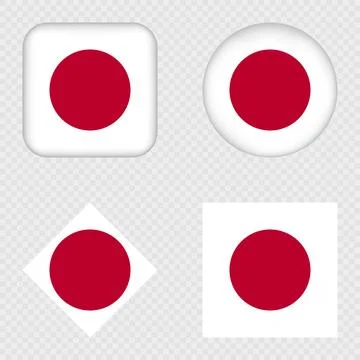 Japan Flag Icons Pack. Vector illustration. Stock Illustration