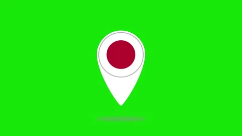 Japan flag location pin bouncing on green screen Stock Footage 328315129