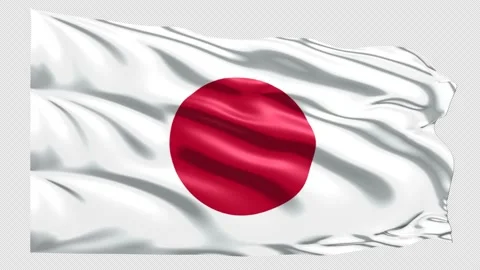 Japan Flag Loop 4K UHD 3840 x 2160 with alpha channel Stock Footage 221451782