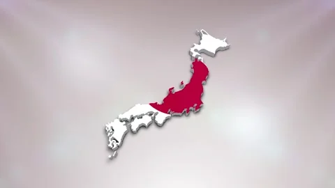 Japan Flag on Map Stock Footage 277946505