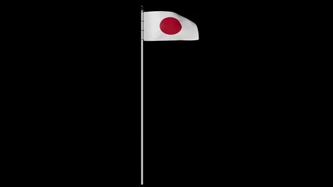 Japan Flag on Pole with Alpha Channel 库存影片 87248071