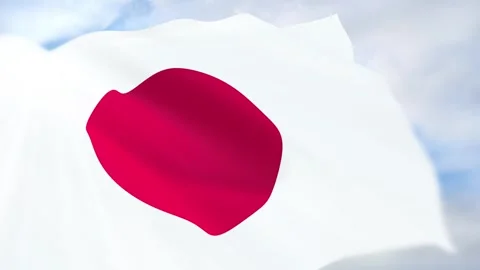 Japan Flag Seamless Loop 4k 60fps on Sky Background Stock Footage 340625486