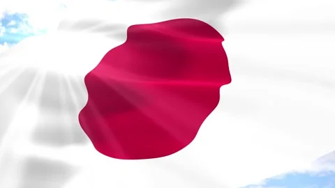 Japan Flag Seamless Loop 4k 60fps on Sky Background Vídeos de archivo 341562531