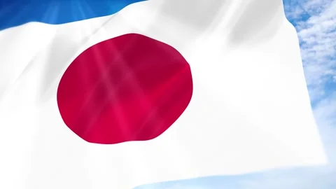Japan Flag Seamless Loop 4k 60fps on Sky Background Stock Footage 341674282