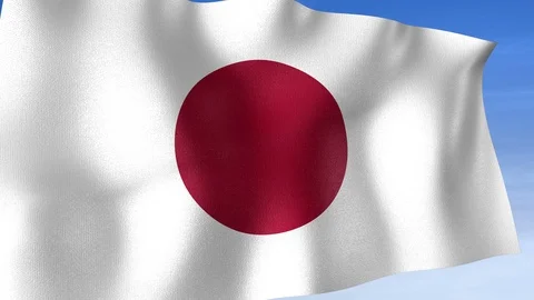 Japan Flag - Set of 3 Angles with Masks [3WaveSeries] Stock Footage 102557241