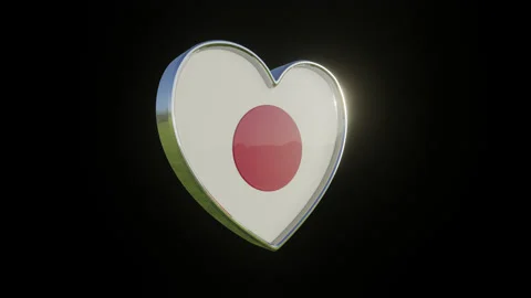 Japan Flag in the Shape of 3D Heart. Stock Footage 132907955