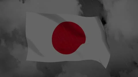 Japan flag thunder and cloud cg background for negative image footage Stock Footage