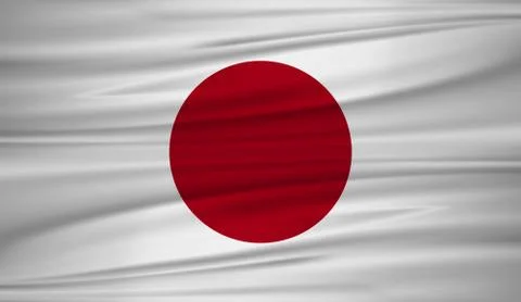 Japan flag vector. Vector flag of Japan blowig in the wind. EPS 10. Stock Illustration