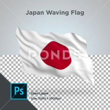 Japan flag wave design PSD Template