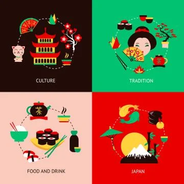 Japan flat set Stock Illustration