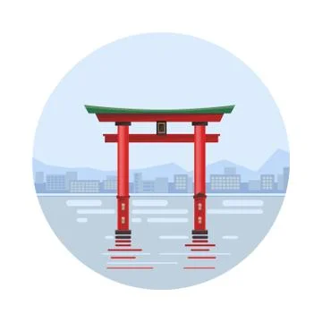 Japan at the floating gate icon Stock Illustration