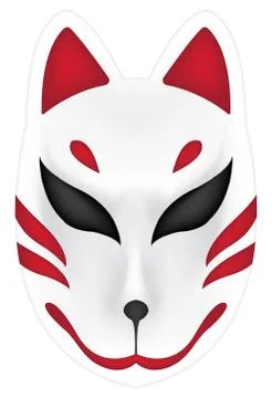 Japan fox kitsune mask on white background Stock Illustration