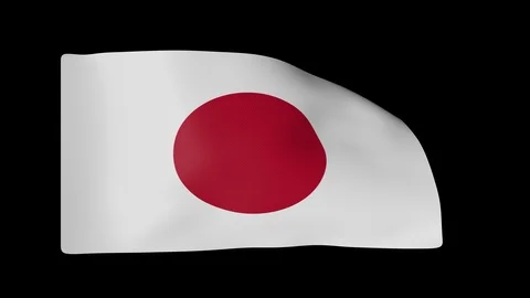 Japan Full Flag plus Alpha Channel Video stock 87249223
