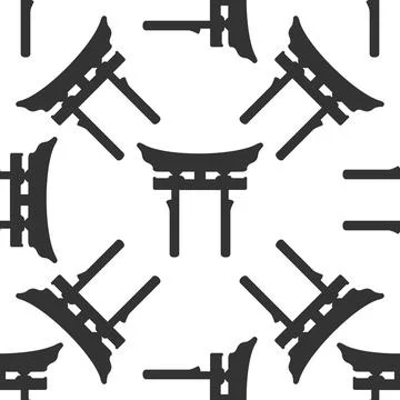 Japan Gate. Torii icon pattern on white background. Adobe illustrator Stock Illustration
