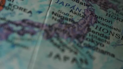 Japan - Globe Map Element for Documentary, News and Travel Stock Footage 49001709
