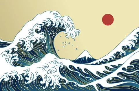 Japan great wave vector illustration. Stock Illustration