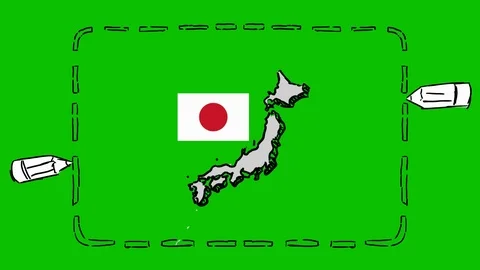 Japan - Hand-Drawn Animation - rectangle pencils white Stock Footage 98008818