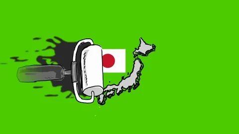 Japan - Hand-Drawn Animation - scroll paint black Stock Footage 97993924