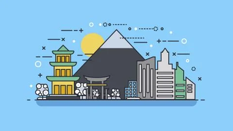 Japan icon linear style Stock Illustration