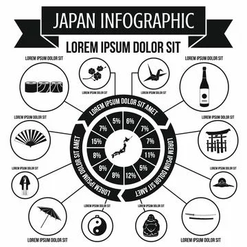 Japan infographic elements, simple style Illustrazione stock