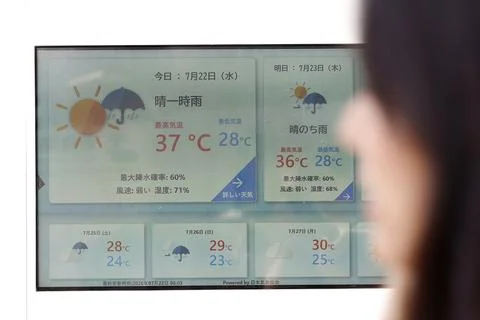 Japan issues heatstroke alerts on second 'brutally' hot day, Tokyo - 22 Jul 2026 Stock Photos