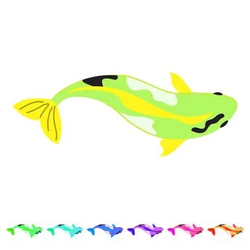 Japan koi fish carp vector cartoon graphic Stock Illustration