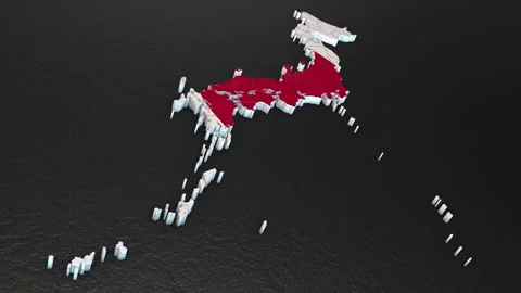 Japan map 3d. 3d map of Japan. Stock Footage 273399023