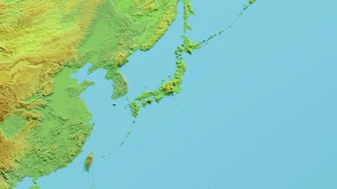 Japan Map 3D animated with Borders Stock Footage 348526145