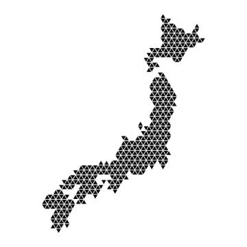 Japan map abstract schematic from black triangles repeating pattern geometric Illustrazione stock