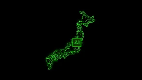 Japan Map AI Chipset Technology Opener 스톡 동영상 337056029