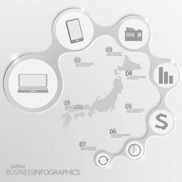 Japan Map and Elements Infographic. Vector illustration Stock Illustration