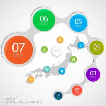 Japan Map and Elements Infographic. Vector illustration Stock Illustration
