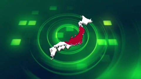 Japan Map and Flag Background Vídeo Stock 344028523