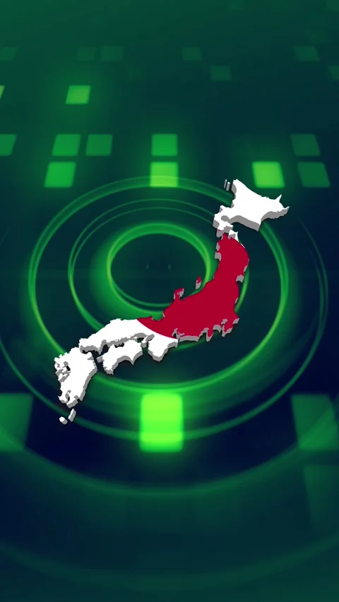 Japan Map and Flag Background Video stock 347125143