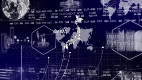 Japan Map Animation Loop | Growth, GDP, Oil Economy &amp; Development Insights Stock Footage 331572603