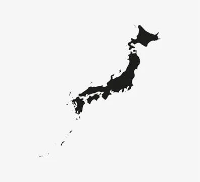 Japan, map black on white background. Vector illustration. Stock Illustration